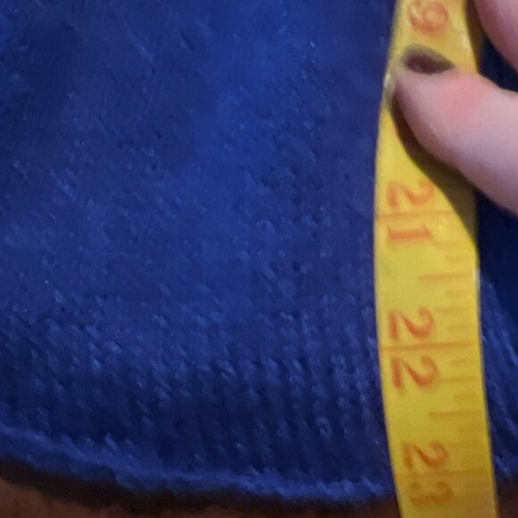 Chicos Size 0 Royal Blue Acrylic Wool Mohair Blend Sweater With Ruffled Open Fro - Picture 4 of 5